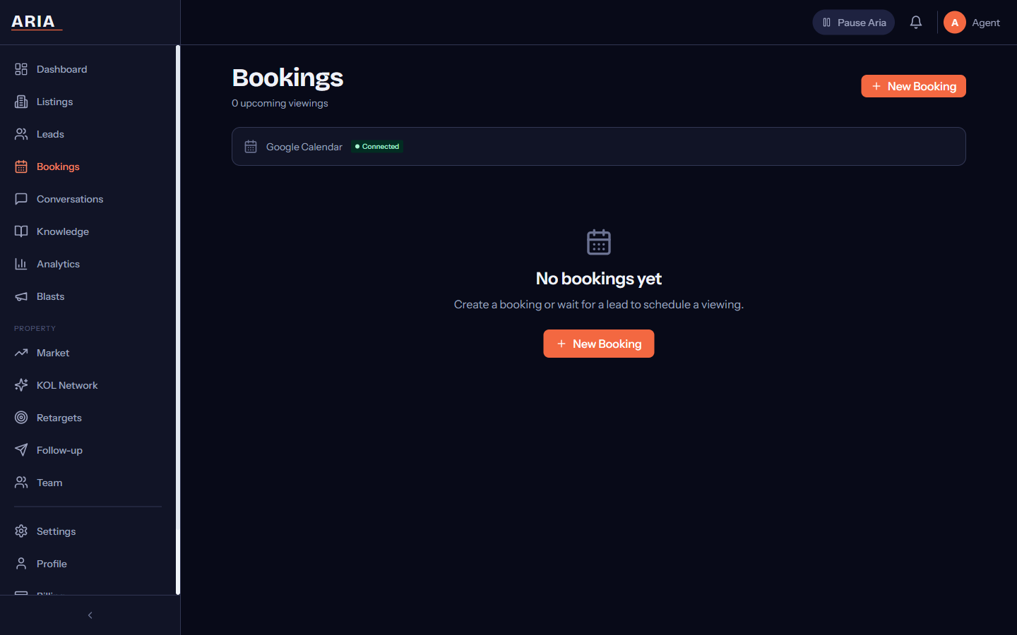 Bookings page